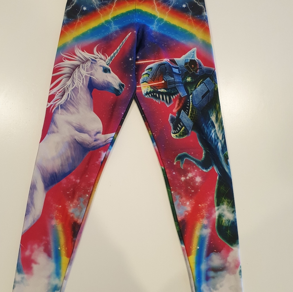 Black milk leggings size M T-Rex vs unicorn